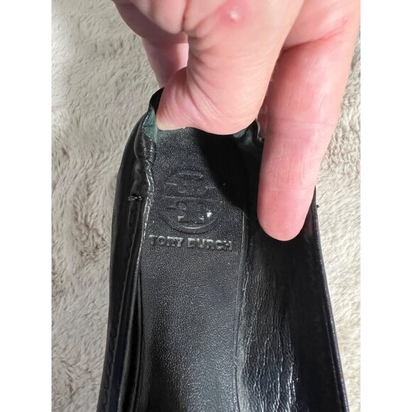 Tory Burch Womens Black Leather Minnie Travel Ballet Flats W/ Logo Medallion - Picture 6 of 10